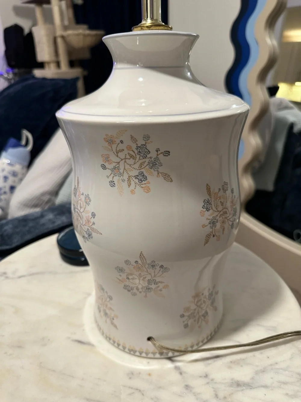 Vintage Late 20th Centruy Mary Quant for Murray Feiss Floral Ceramic Lamp Base